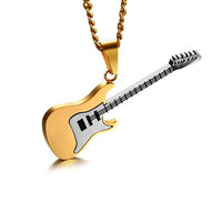 PIXNOR Guitar Music Necklaces Stainless Steel Necklace Pendant with Chain for Men's Jewelry