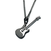 PIXNOR Guitar Music Necklaces Stainless Steel Necklace Pendant with Chain for Men's Jewelry