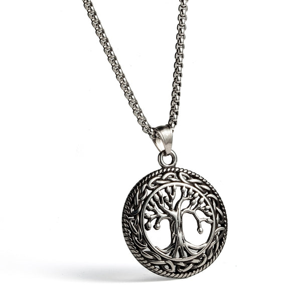 Men necklace Vintage Gothic Life tree Stainless Steel necklace & pendant in chain stainless steel necklace for men N010613