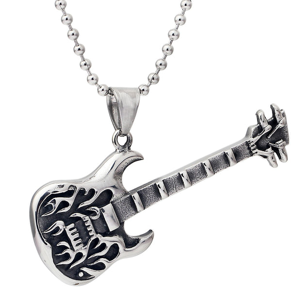 Fashion Necklace mens Stainless steel Ball Chain best selling men's steel guitar Pendant Necklace Music Necklace